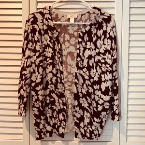 Loft Dark Maroon/Rust Floral Cardigan, L